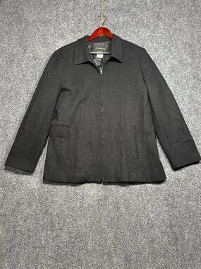 Harris Wallace Jacket Womens 12 Black Wool Blend Full Zip Lined Collared